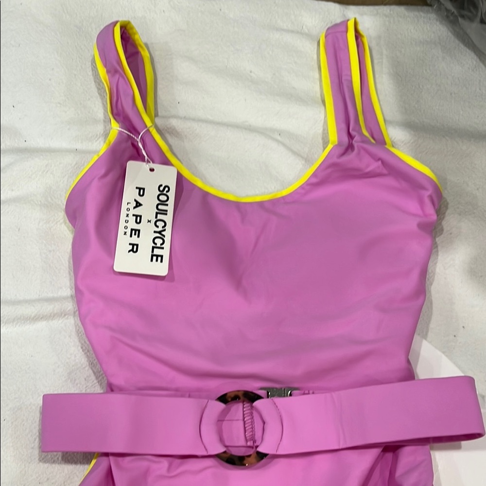 SOULCYCLE X PAPER LONDON SCOOP SWIMSUIT PINK SIZE SMALL BRAND NEW